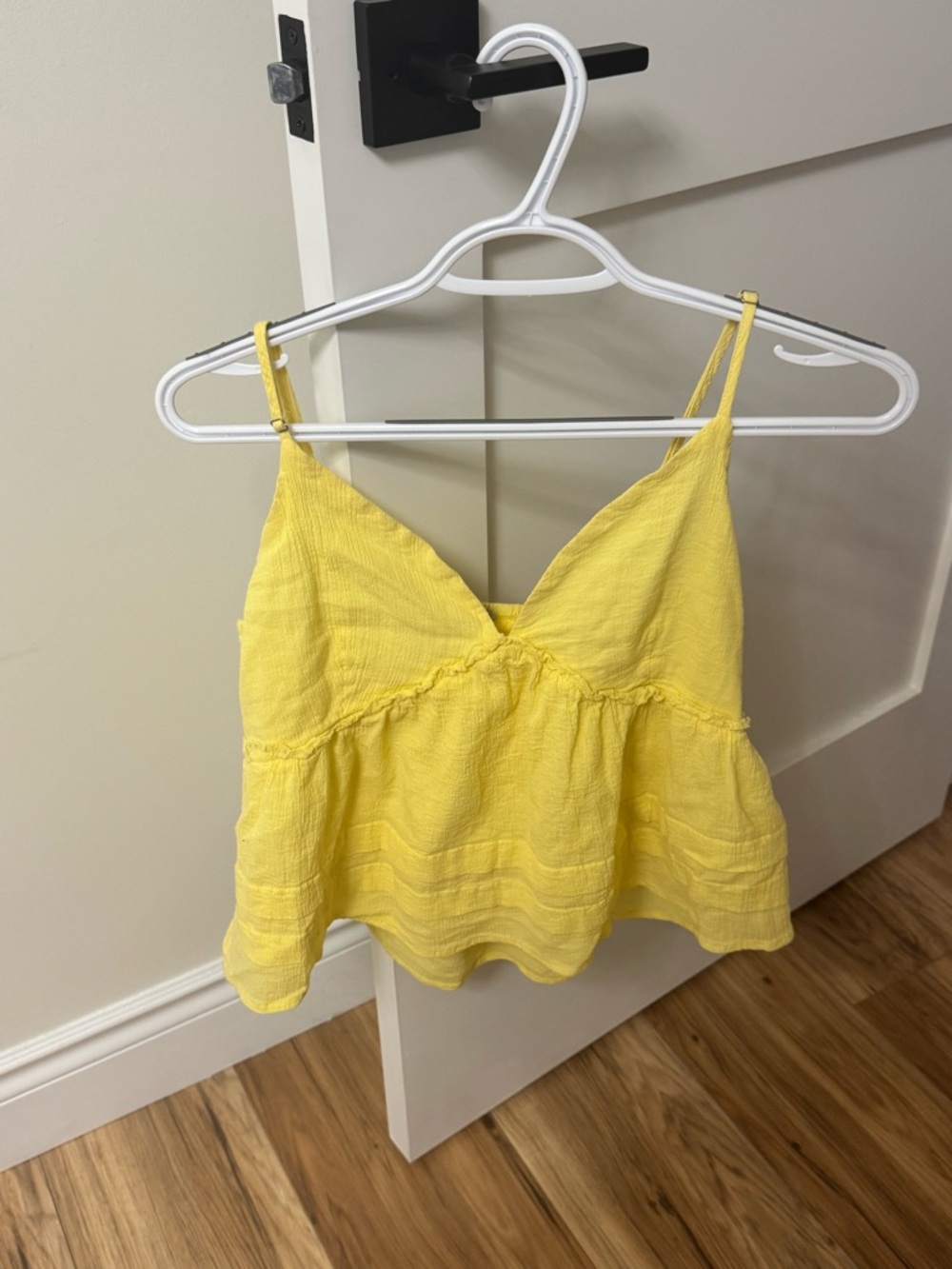 Yellow V-Neck Peplum Cami Top - Lightweight Summer Tank Altar’d State